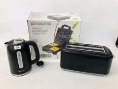 BREVILLE TOASTER ALONG WITH SILVER CREST KETTLE AND BOXED AMBIANO SANDWICH TOASTER - SOLD AS SEEN.