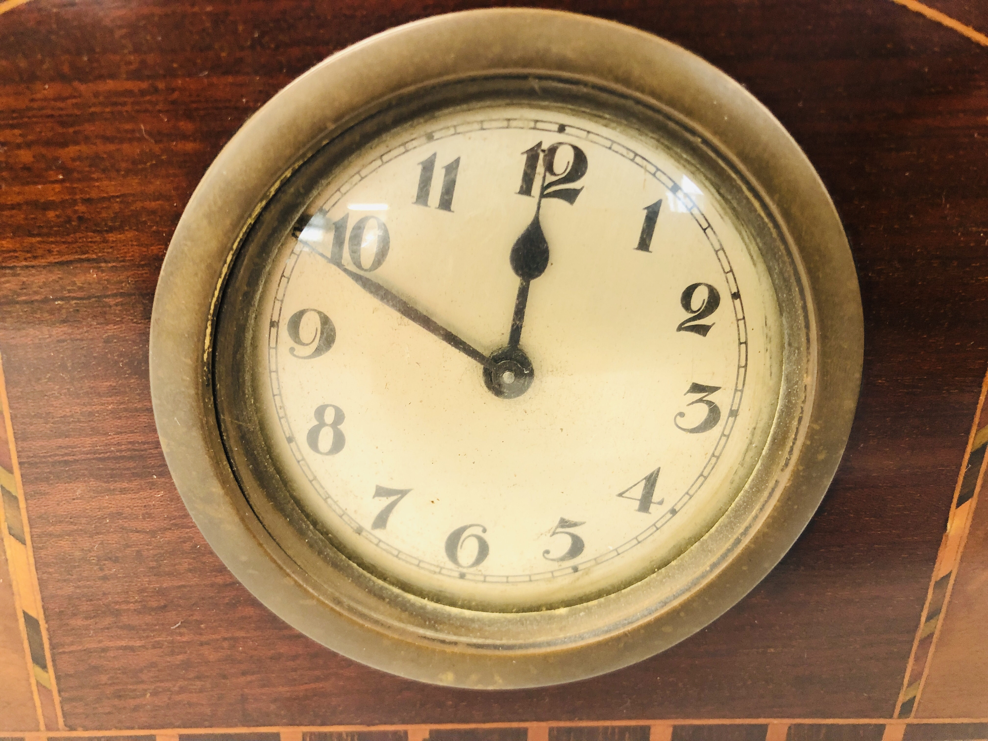 2 X EDWARDIAN INLAID MANTEL CLOCKS. - Image 7 of 8