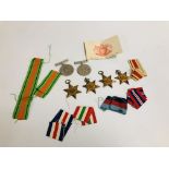 WW2 GROUP OF SIX MEDALS WITH RIBBONS AND AWARD CERTIFICATES TO INCLUDE ITALY STAR, AFRICA STAR ETC.