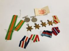WW2 GROUP OF SIX MEDALS WITH RIBBONS AND AWARD CERTIFICATES TO INCLUDE ITALY STAR, AFRICA STAR ETC.