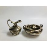 CONTINENTAL CREAM JUG AND TWO HANDLED SUGAR BOWL STAMPED 925.