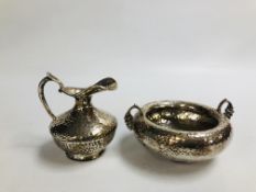 CONTINENTAL CREAM JUG AND TWO HANDLED SUGAR BOWL STAMPED 925.