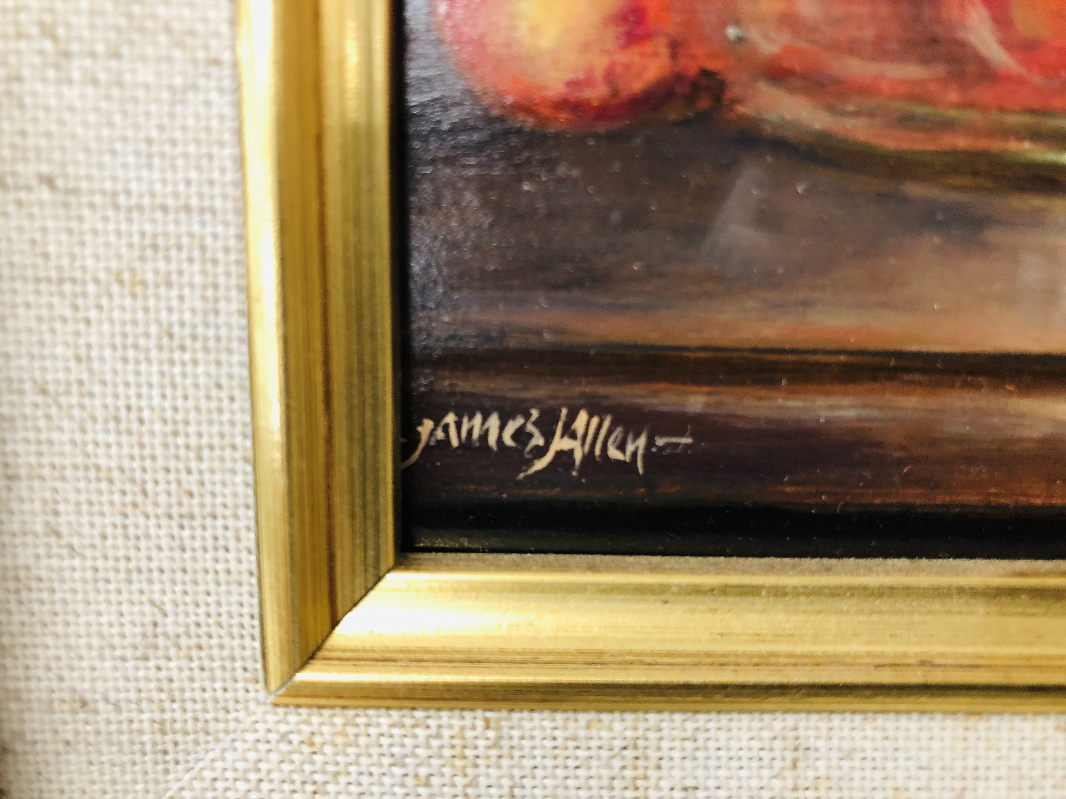 TWO FRAMED AND MOUNTED OIL ON BOARD STILL LIFE'S BEARING SIGNATURE JAMES ALLEN. - Image 4 of 9