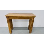 A MODERN HARDWOOD SIDE TABLE L 100CM, H 79CM.