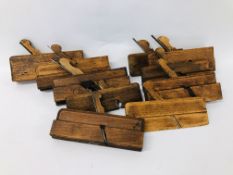 A COLLECTION OF 9 VINTAGE HARDWOOD PLANES LOCAL INTEREST "GRIFFITHS"