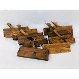 A COLLECTION OF 9 VINTAGE HARDWOOD PLANES LOCAL INTEREST "GRIFFITHS"