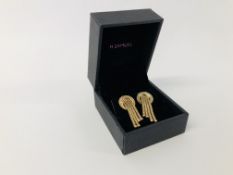 PAIR OF 9CT GOLD (RUBBED MARKS) DIAMOND SET EARRINGS, DROP DESIGN.