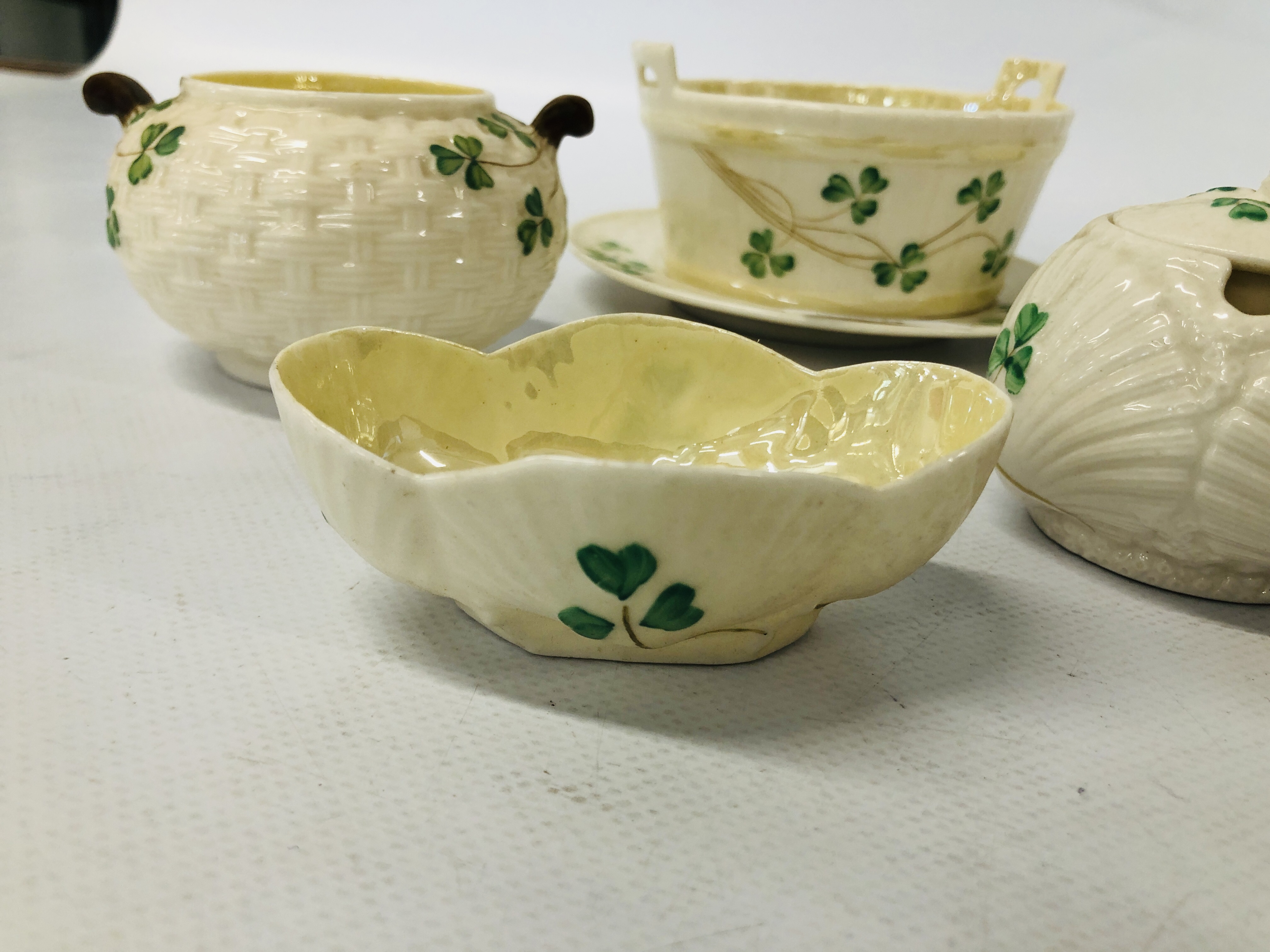 COLLECTION OF EIGHT PIECES OF BELLEEK TO INCLUDE CUP AND SAUCER, PEPPER POT ETC. - Image 3 of 6