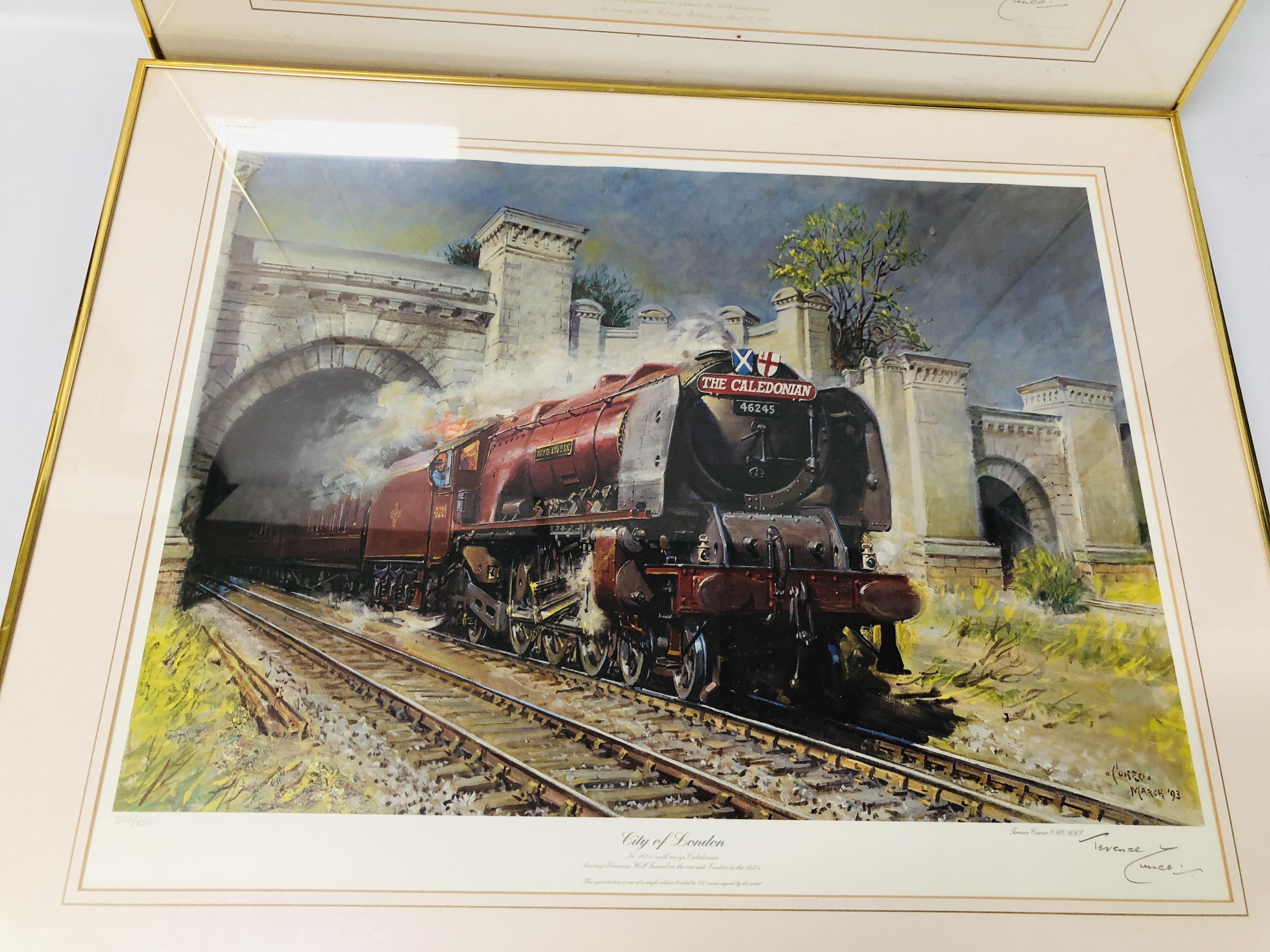 A FRAMED AND MOUNTED PRINT OF "FESTINIOG WORK HORSES" BEARING SIGNATURE TERENCE CUNEO ALONG WITH A - Image 5 of 8