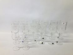 A SET OF FOUR ELEGANT WATERFORD MARQUIS WINE GLASSES PLUS TWO FURTHER GLASSES UNMARKED ALONG WITH