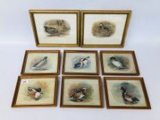 SIX FRAMED PRINTS OF DIFFERENT BREEDS OF DUCKS BEARING SIGNATURE BASIL EDE 19 X 14.5CM.