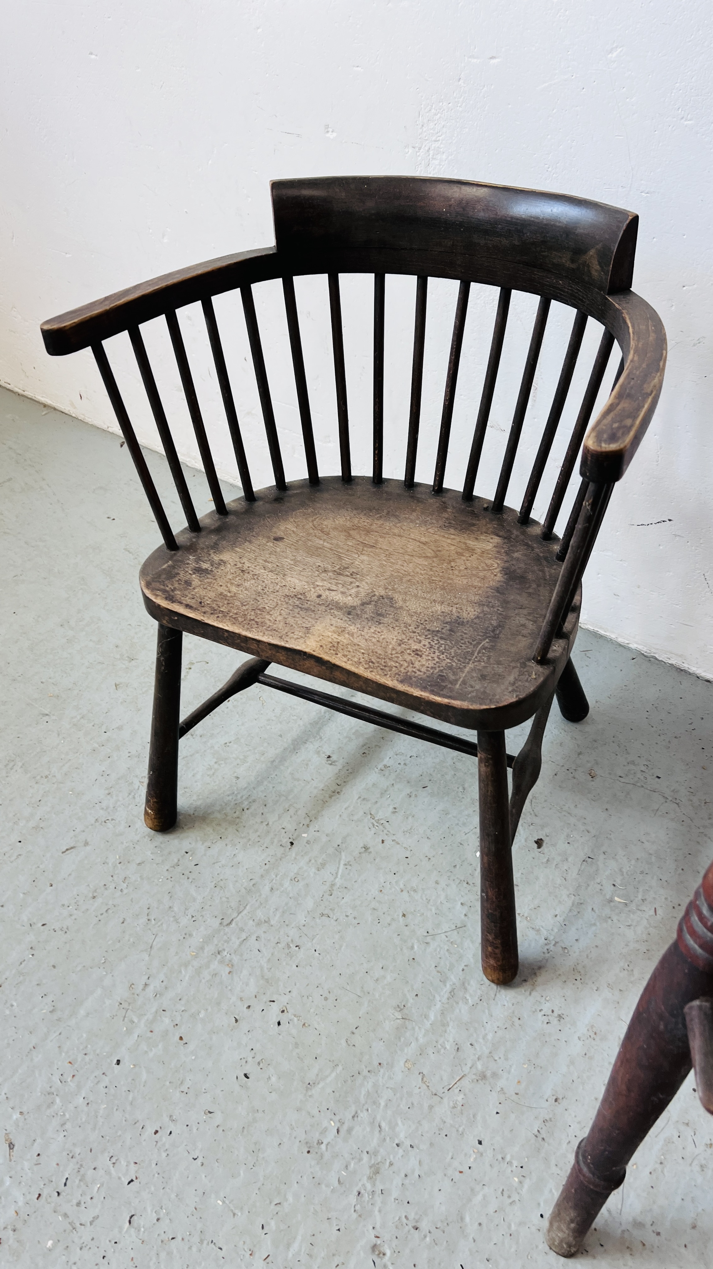 VINTAGE VICTORIAN HARDWOOD HIGHCHAIR ALONG WITH A LIBERTY STYLE CHILD'S CHAIR. - Image 4 of 8