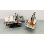 A CLARKE WOODWORKER 10 INCH TABLE SAW AND DEWALT DW 100 BAND SAW - SOLD AS SEEN.