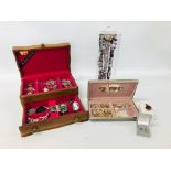 JEWELLERY BOX AND CONTENTS TO INCLUDE DESIGNER SILVER NECKLACES,