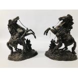 PAIR OF IMPRESSIVE SPELTER REARING HORSES HEIGHT 40CM.