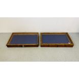 TWO VINTAGE GLASS TOP TABLE DISPLAY CASES WIDTH 76CM. DEPTH 46CM. HEIGHT 9.5CM.