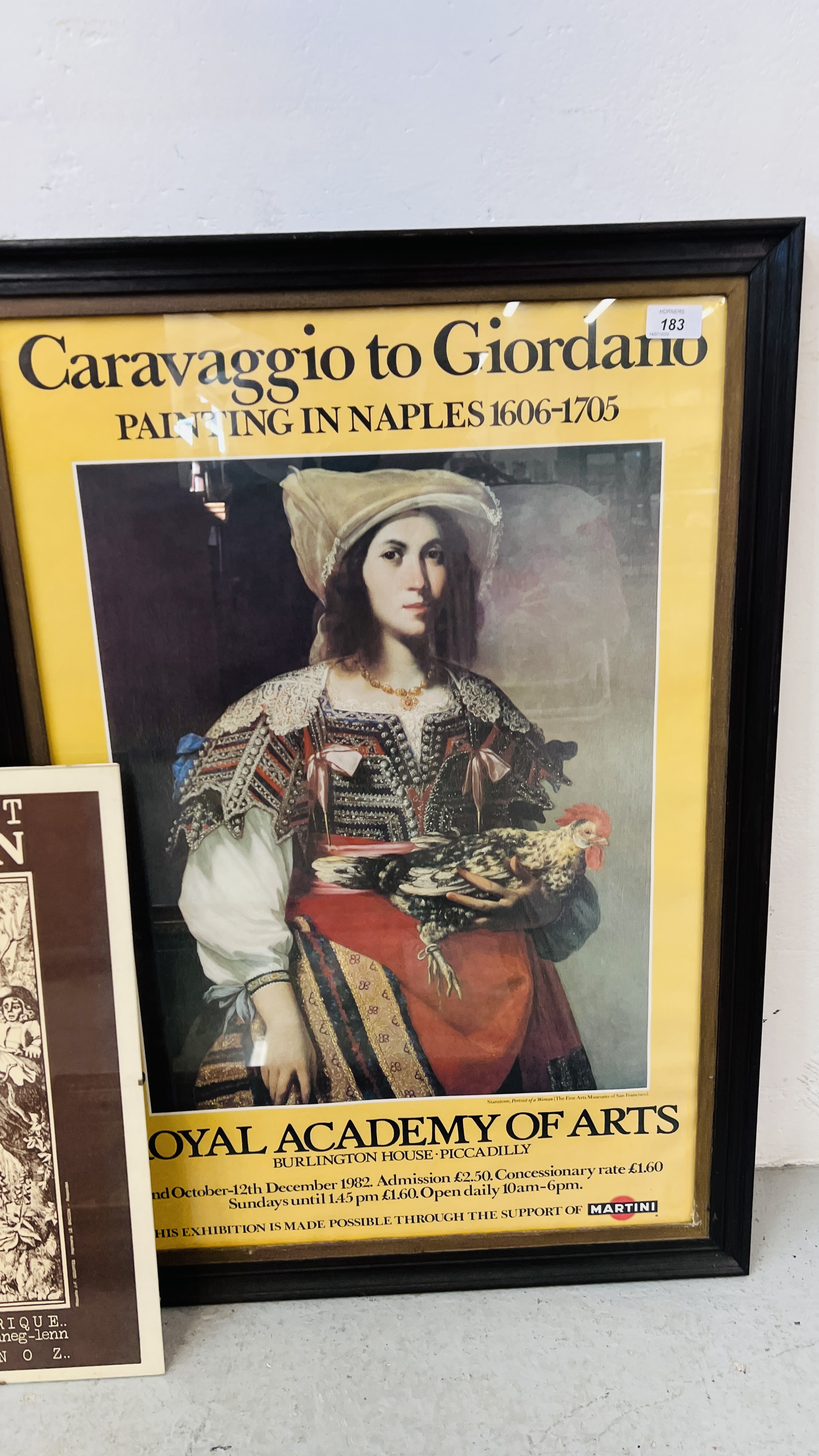 ROYAL ACADEMY OF ARTS EXHIBITION POSTER CARAVAGGIO TO GIORDANO SUPPORTED BY MARTINI HEIGHT 75CM. - Image 2 of 6