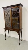 A MAHOGANY ASTRAGAL GLAZED DISPLAY CABINET ON STAND WIDTH 93CM. DEPTH 38CM. HEIGHT 175CM.