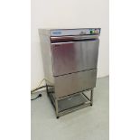 A WRAS MACH COMMERCIAL STAINLESS STEEL GLASS WASHER WITH STAND,