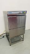 A WRAS MACH COMMERCIAL STAINLESS STEEL GLASS WASHER WITH STAND,