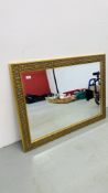 LARGE MODERN GILT FRAMED MIRROR 60CM X 90CM.