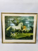 FRAMED LIMITED EDITION PRINT 176/500 "THE GREY HORSE" BEARING PENCIL SIGNATURE RAOUL MALLAIS W 80CM,