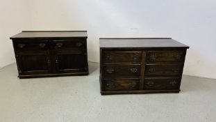 TWO GOOD QUALITY REPRODUCTION OAK CABINETS,