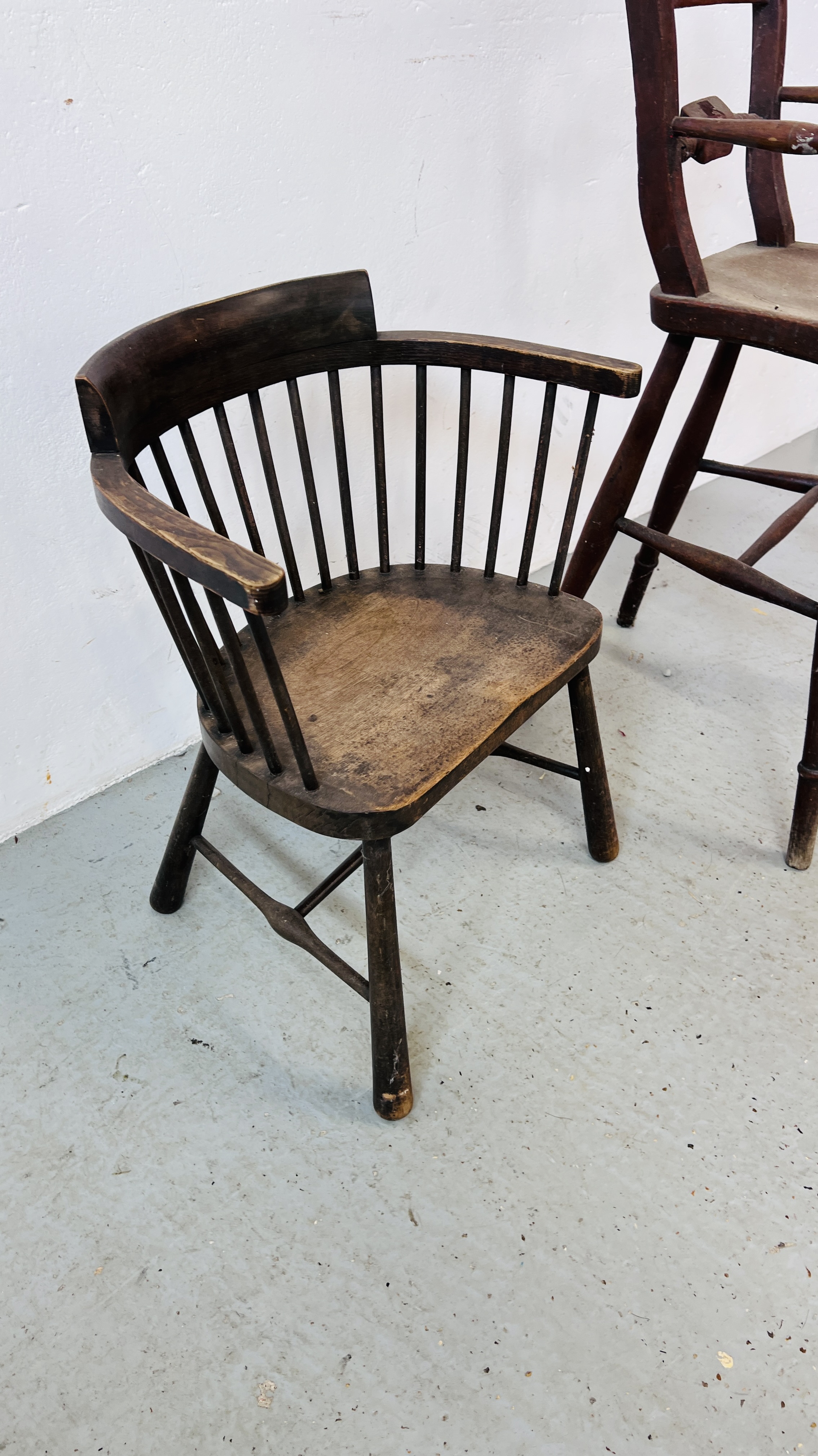 VINTAGE VICTORIAN HARDWOOD HIGHCHAIR ALONG WITH A LIBERTY STYLE CHILD'S CHAIR. - Image 5 of 8