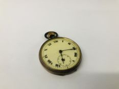 A SILVER CASED POCKET WATCH WITH SWISS MOVEMENT + PROTECTIVE OUTER CASE.