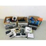 THREE BOXES CONTAINING ASSORTED ELECTRICALS TO INCLUDE - MULTIBAND RADIO, WALKMAN,