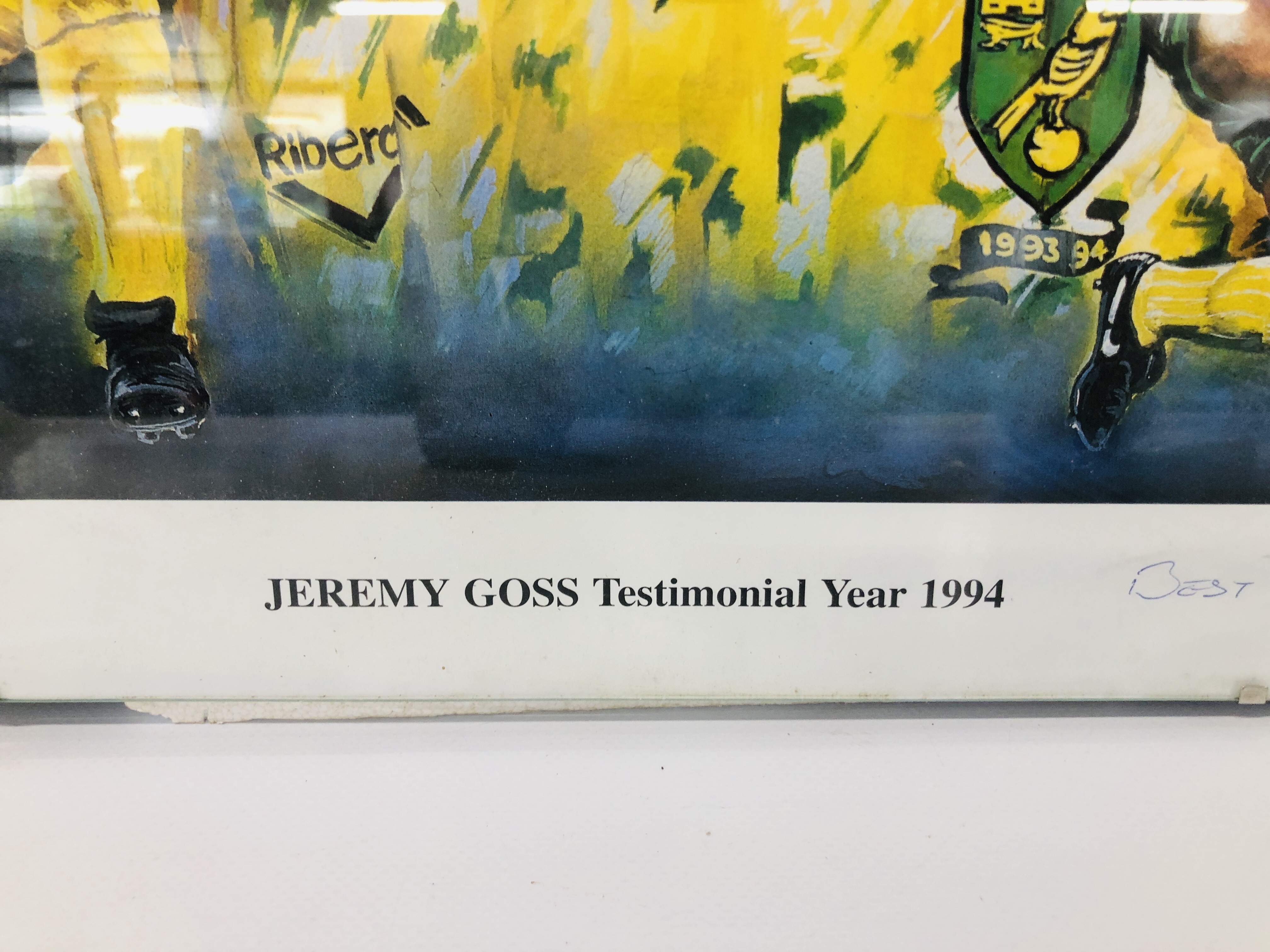 A MOUNTED SIGNED NORWICH CITY PRINT JEREMY GOSS TESTIMONIAL YEAR 1994 BEARING SIGNATURE JEREMY GOSS - Image 4 of 5