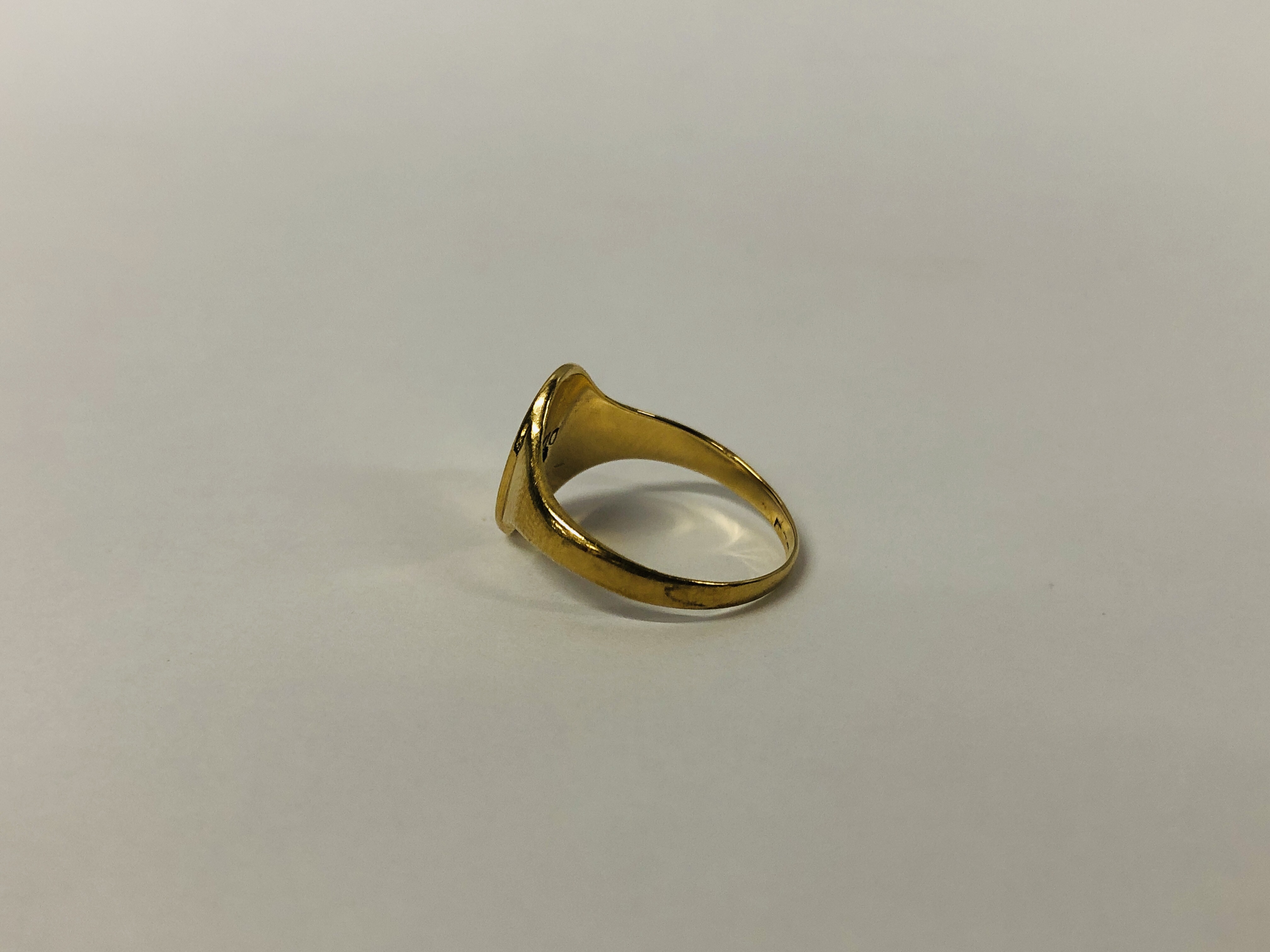 YELLOW METAL (RUBBED MARKS) DIAMOND SET SIGNET RING - Image 3 of 8