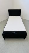 SINGLE FAUX LEATHER BED FRAME ALONG WITH A SINGLE MATTRESS