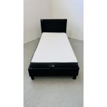 SINGLE FAUX LEATHER BED FRAME ALONG WITH A SINGLE MATTRESS