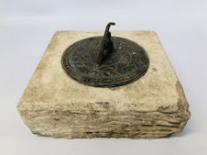 REPRODUCTION GEORGIAN BRONZE SUN DIAL ON SQUARE BASE