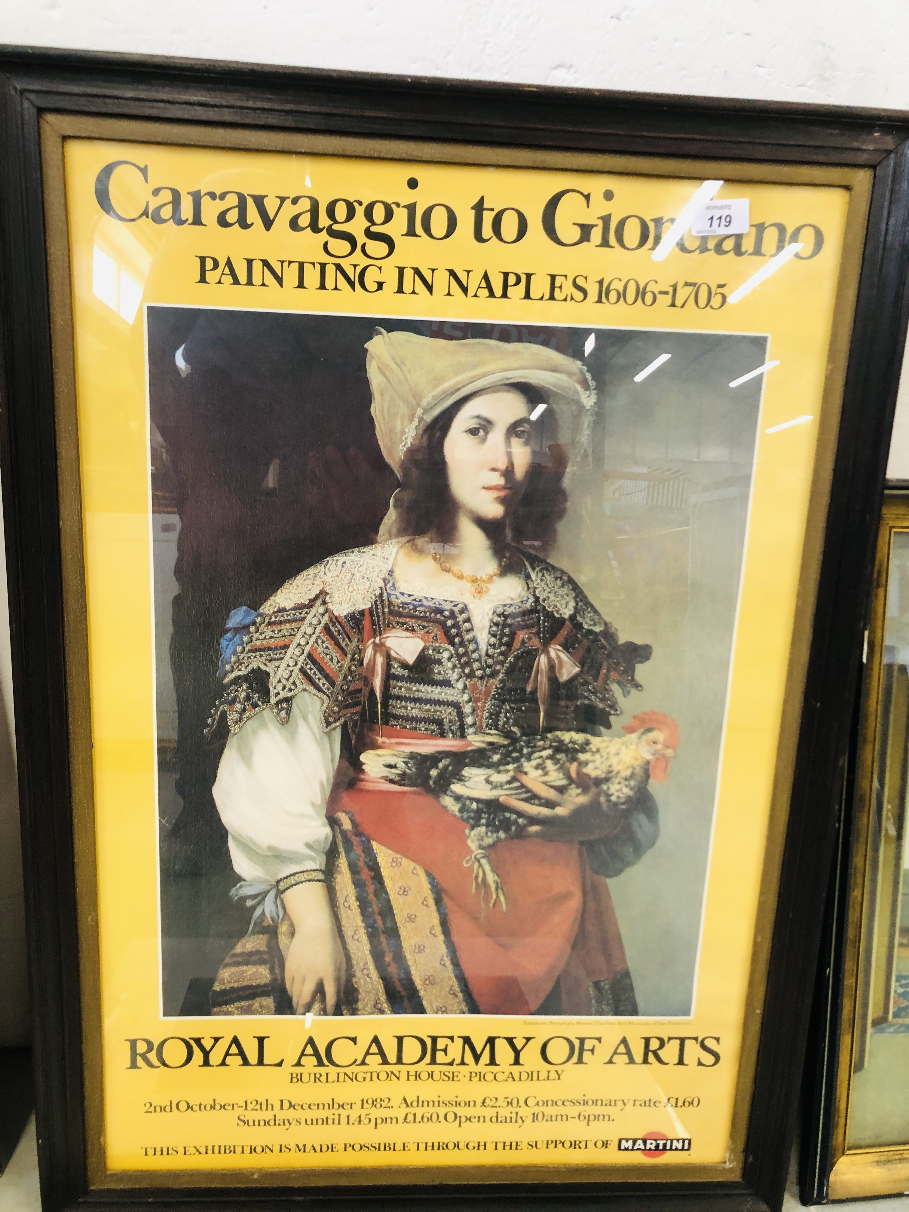 ROYAL ACADEMY OF ARTS EXHIBITION POSTER CARAVAGGIO TO GIORDANO SUPPORTED BY MARTINI HEIGHT 75CM. - Image 2 of 6