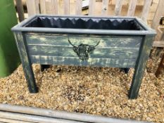 A LARGE HAND CRAFTED GARDEN RAISED PLANTER W 103CM, D 44CM, H 66CM.