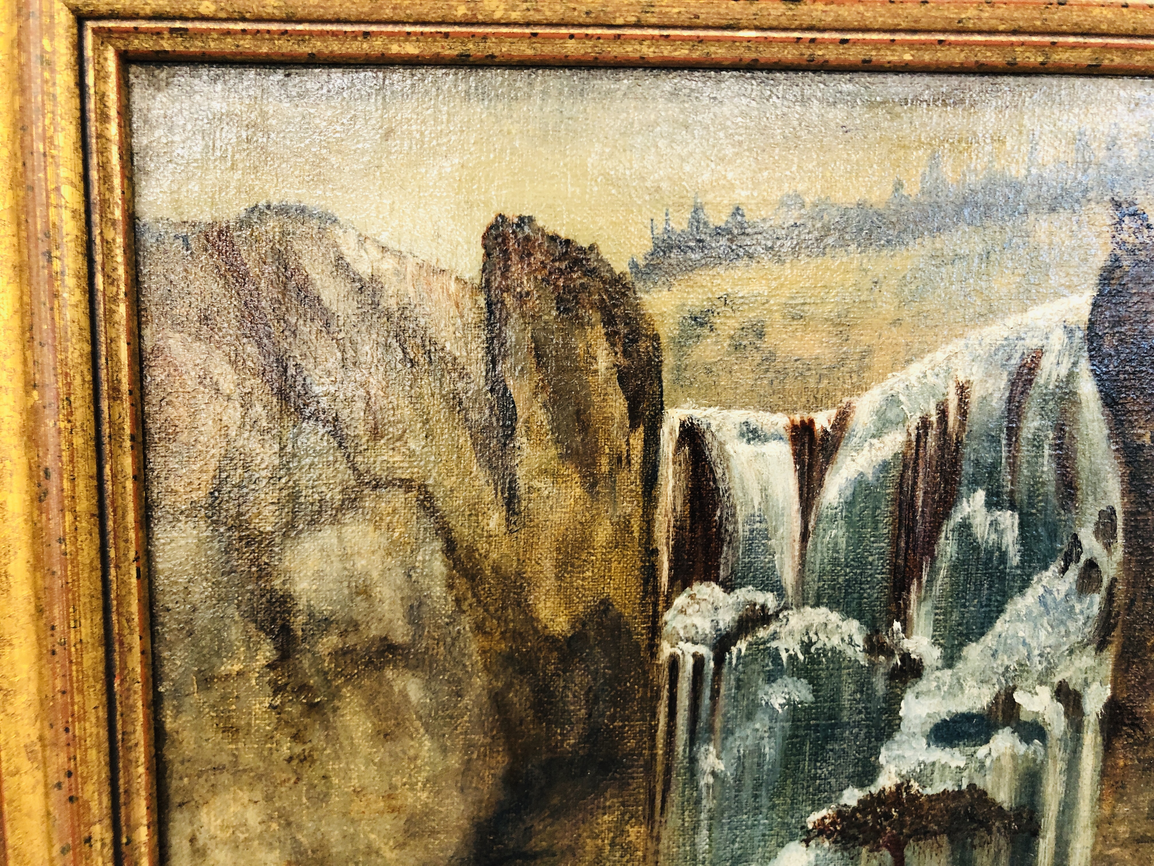 F. NOYMAN, A PAIR OF LANDSCAPES, A WATERFALL AND A NOCTURNE WITH MOUNTAINS, OIL ON CANVAS 30. - Image 10 of 15