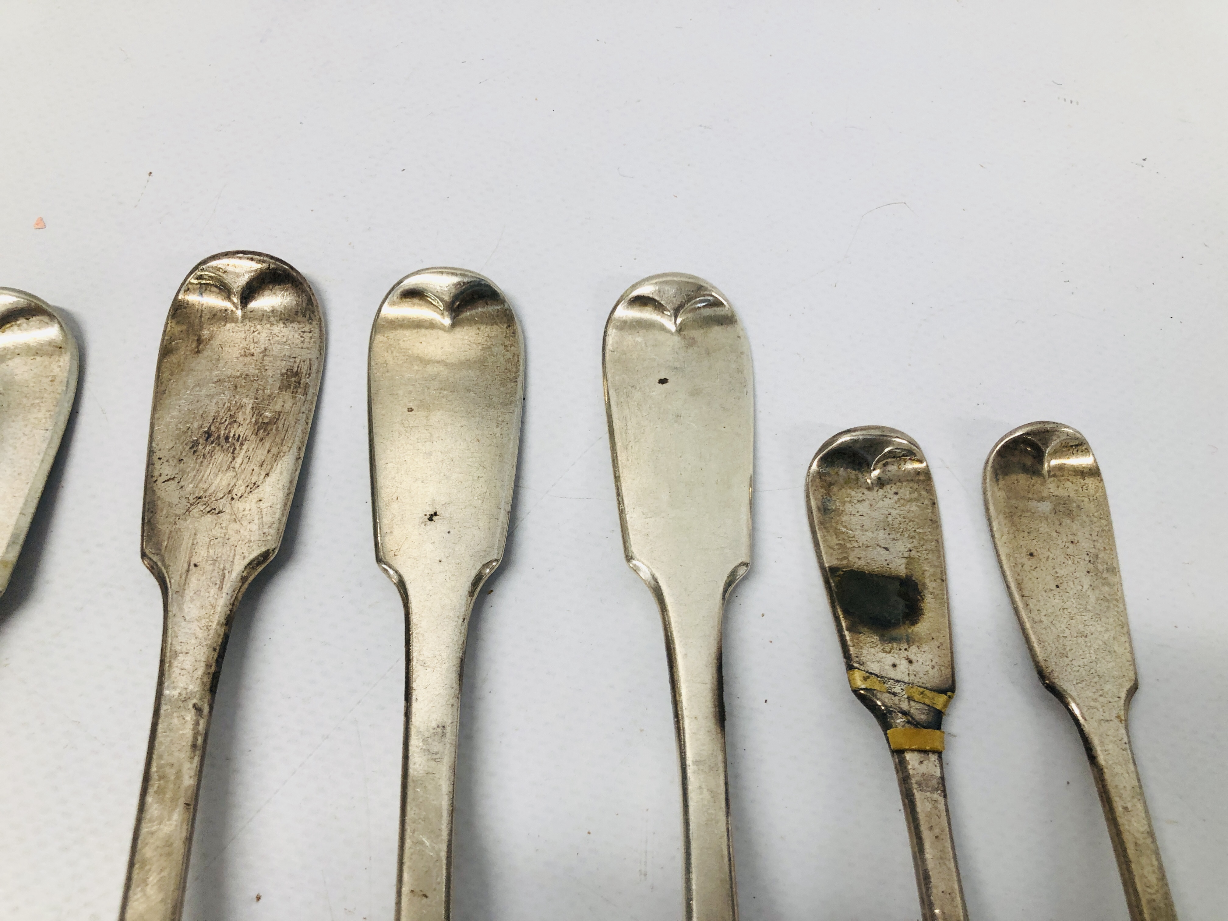 EIGHT ANTIQUE SILVER FORKS (6 LARGER, 2 SMALLER) LONDON ASSAY MARKED G.A. - Image 4 of 13