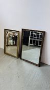 TWO MODERN GILT FRAMED WALL MIRRORS