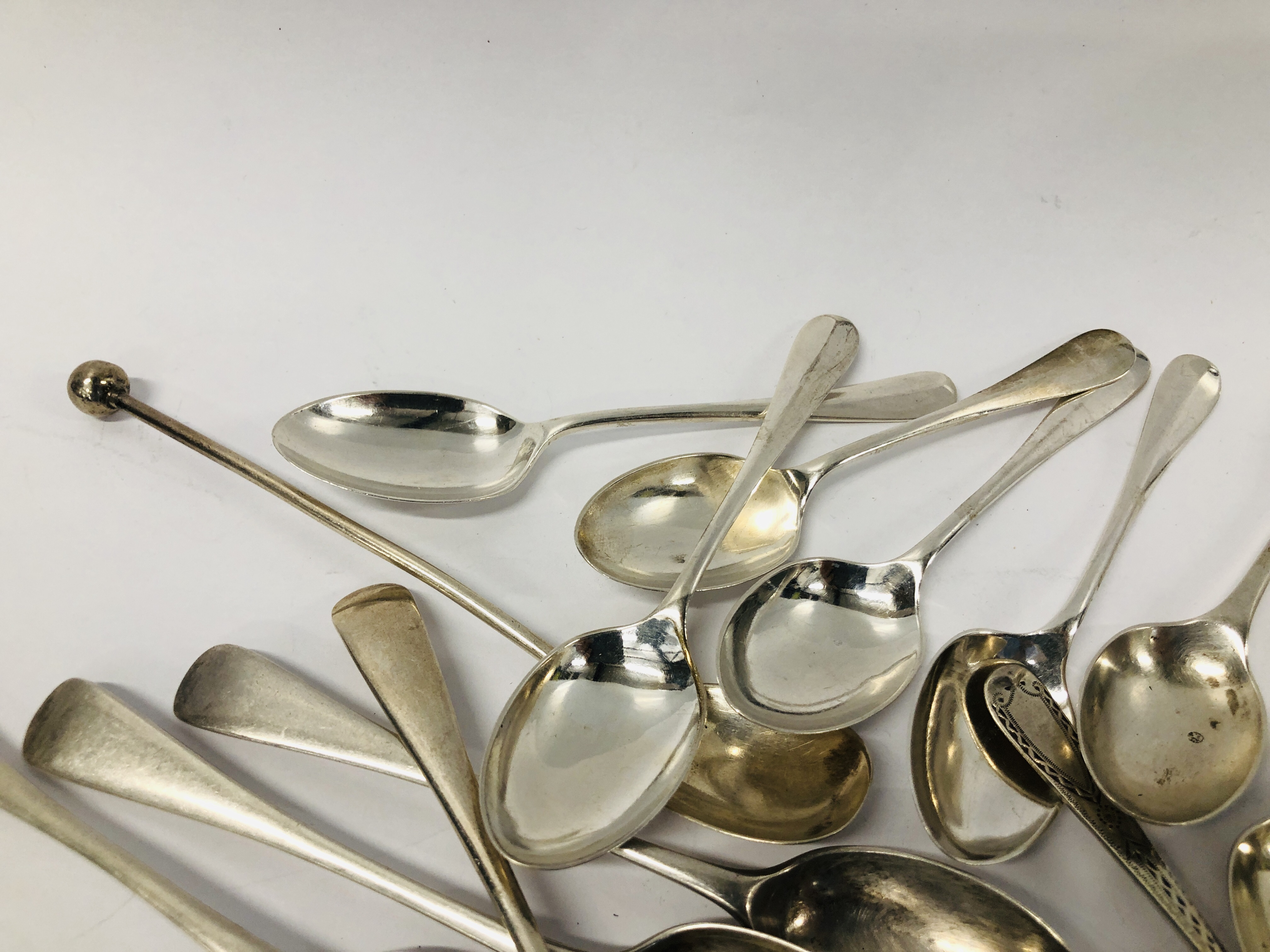 16 VARIOUS SILVER SPOONS, SOME PAIRS, - Image 4 of 9