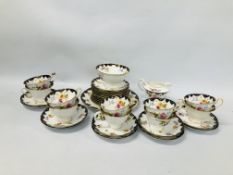 QUANTITY OF SHELLEY "FOLEY CHINA" 7442 FLORAL DECORATED TEAWARE 35 PIECES (SIGNS OF RESTORATION)