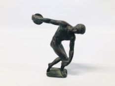 BRONZE STUDY OF A GREEK DISCUS THROWER H 16CM.