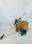 A SEA RAY FISHING ROD FITTED WITH MILLIONAIRE 6 H MULTIPLIER REEL ALONG WITH BOXED MIRAGE 5000