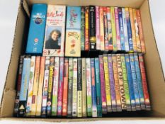 A BOX OF MAINLY COMIC, MIXED MEDIA ENTERTAINMENT JETHRO, BILLY CONNOLLY, ROY CHUBBY BROWN.