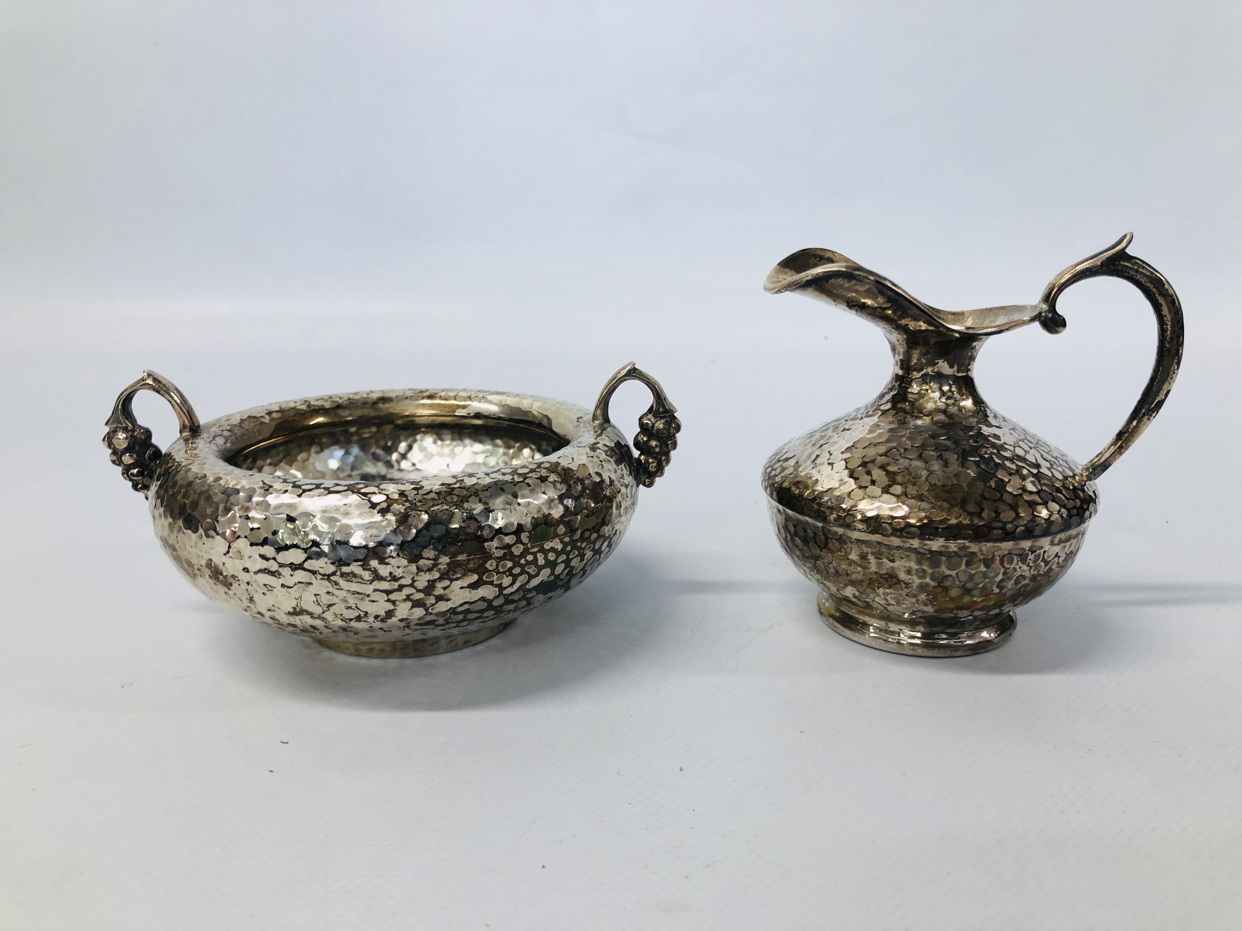 CONTINENTAL CREAM JUG AND TWO HANDLED SUGAR BOWL STAMPED 925.