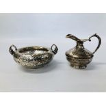 CONTINENTAL CREAM JUG AND TWO HANDLED SUGAR BOWL STAMPED 925.