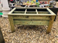 A HAND CRAFTED GARDEN HERB PLANTER W 77CM, D 43CM, H 41CM WITH SIX SECTIONS 16CM X 22CM.