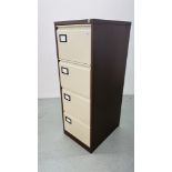 A STEEL FOUR DRAWER HOME FILING CABINET (KEY WITH AUCTIONEER)