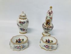 A GROUP OF MODERN CHINESE ARMORIAL PORCELAIN INCLUDING C18TH STYLE COMPRISING PAIR OF SALTS,